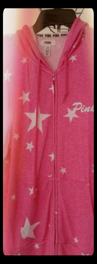 Victoria's Secret hot pink & stars zip up hoodie